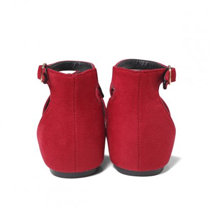 women's red ballet flat back view