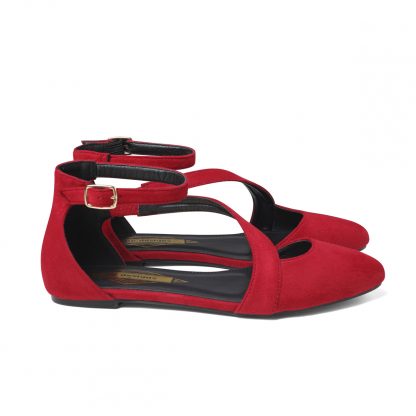 women's red ballet flat right view